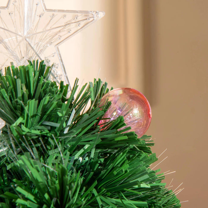 Pre-Lit 2FT Artificial Christmas Tree with Multicolored Fiber Optic - LED Lights, Decorative Pot for Tabletop Display - Ideal Desk Xmas Decor for Home and Office