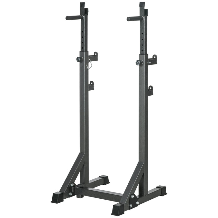 Heavy Duty Adjustable Barbell Rack - Squat & Dip Station Power Stand with Multifunctional Weight Lifting Capabilities - Ideal for Home Gym Strength Training