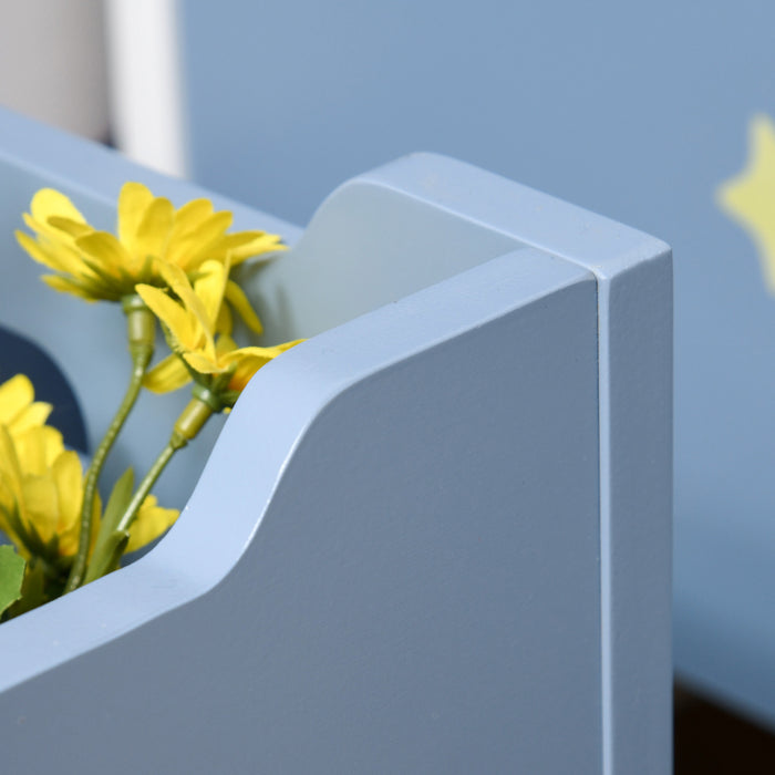 Wooden Toy Chest for Kids - Durable Storage Organizer with Safety Hinge and Air Vents, Side Handle - Perfect for Playroom, Blue Color