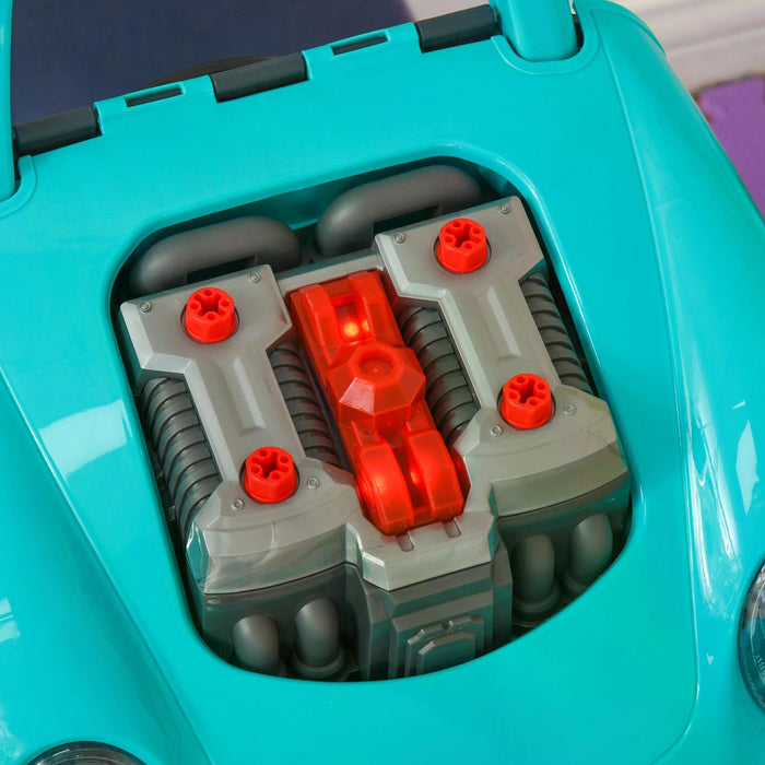 Educational Take-Apart Truck Engine Playset - Interactive Service Station Toy with Steering Wheel for Kids - Ideal Learning Tool for 3-5 Year Olds, Teal Green