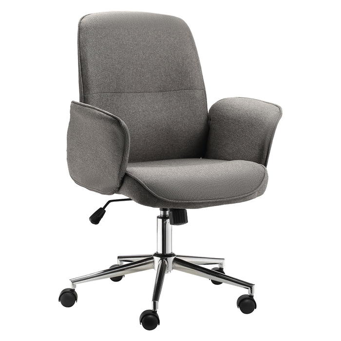 Mid-Back Executive Rocking Office Chair with Adjustable Settings - Swivel, Wheeled, and Comfort-Centric Design in Light Grey - Ideal for Home or Corporate Offices