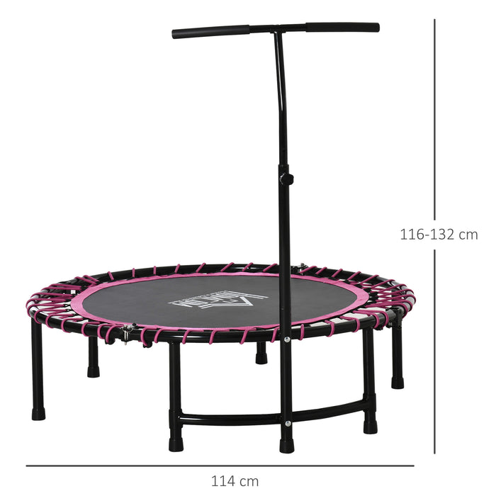45" Round Mini Trampoline Rebounder with Adjustable Handle - Indoor/Outdoor Jumping Fitness Equipment in Pink - Ideal for Kids and Adult Exercise
