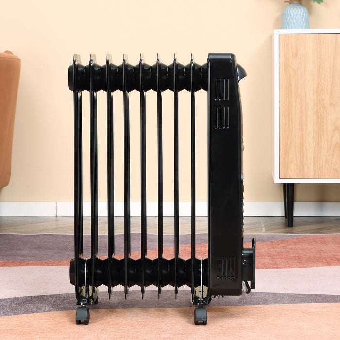 2180W Oil-Filled Radiator - Digital 9-Fin Portable Electric Heater with LED Display, Timer, 3 Heat Settings, Safety Cut-Off, Remote Control - Ideal for Cozy Indoor Heating