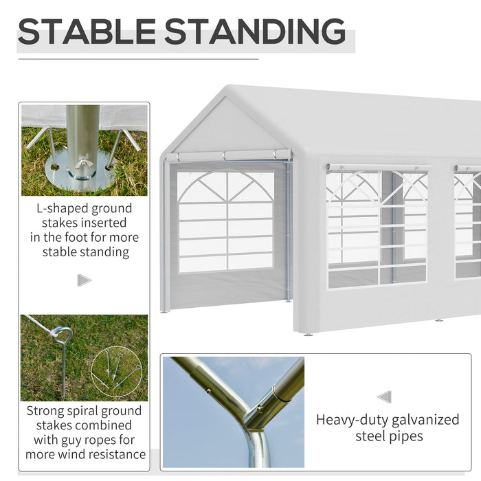 Garden Gazebo Marquee Party Tent - Waterproof Outdoor Shelter with Heavy Duty Steel Frame, 6m x 3m - Ideal for Weddings, Gatherings, Car Protection