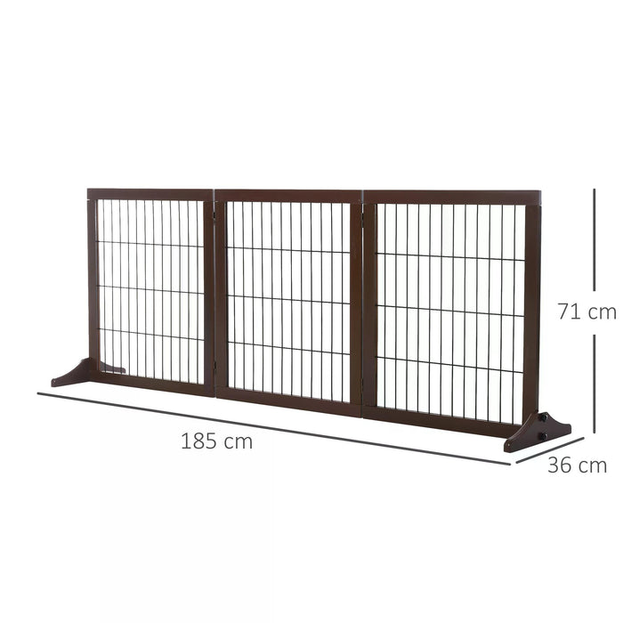 Foldable 3-Panel Pine Pet Gate - Indoor Dog Barrier with Supporting Feet for Safety - Ideal for Dividing Aisles and Stairs
