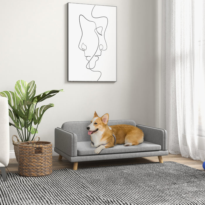 Pet Lounge Sofa with Elevated Legs - Water-Resistant Fabric, Medium-Sized Dog Couch, Removable Grey Cover - Ideal Furniture for Pets & Easy Cleaning Solution