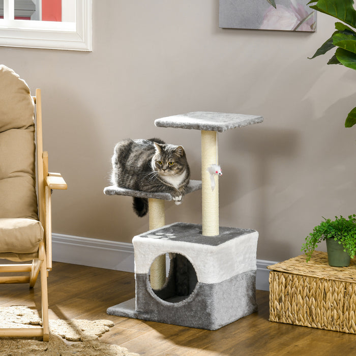 Cat Tower with Durable Sisal Scratching Posts - Plush Condo & Comfy Perches, Playful Toy Mouse Included - Ideal for Kittens and Adult Cats to Climb, Scratch & Lounge