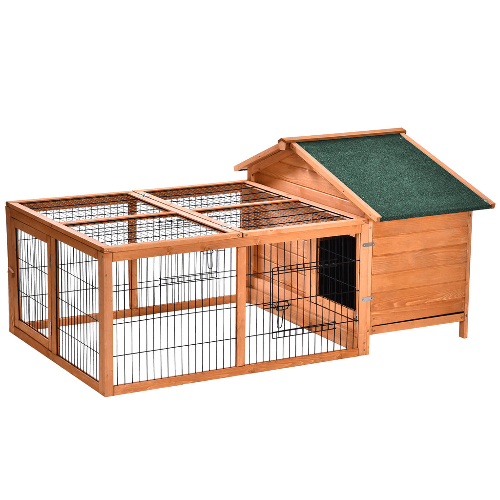 Outdoor Wooden Rabbit Hutch with Detachable Cage - Spacious Guinea Pig Enclosure with Openable Run & Lockable Roof Door, Easy Clean Slide-out Tray - Ideal for Small Pet Security and Comfort