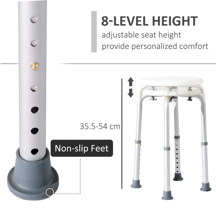 Adjustable Cream White Bathroom Stool - 32.5Wx41Dx35.5-54H cm Non-Slip Shower & Bath Seat - Safety and Comfort for Elderly or Disabled