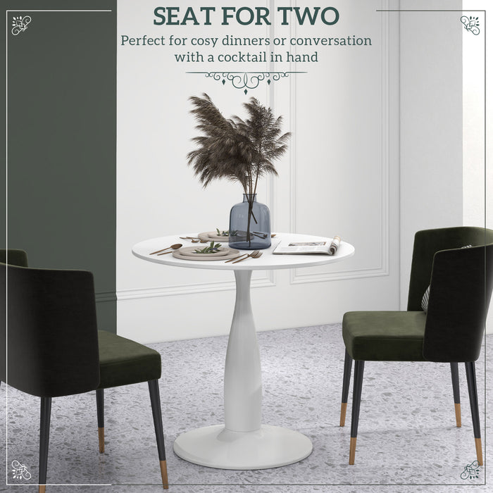 Modern Round Dining Table with Steel Base - Non-slip Foot Pad, Space-Saving Design - Ideal for Small Dining Rooms or Apartments
