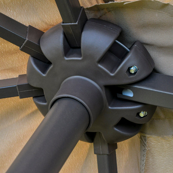 Double-Sided 4.6m Garden Parasol - UV-Protective Patio Sun Umbrella with Sturdy Cross Base - Ideal Shade Canopy for Outdoor Leisure, Khaki