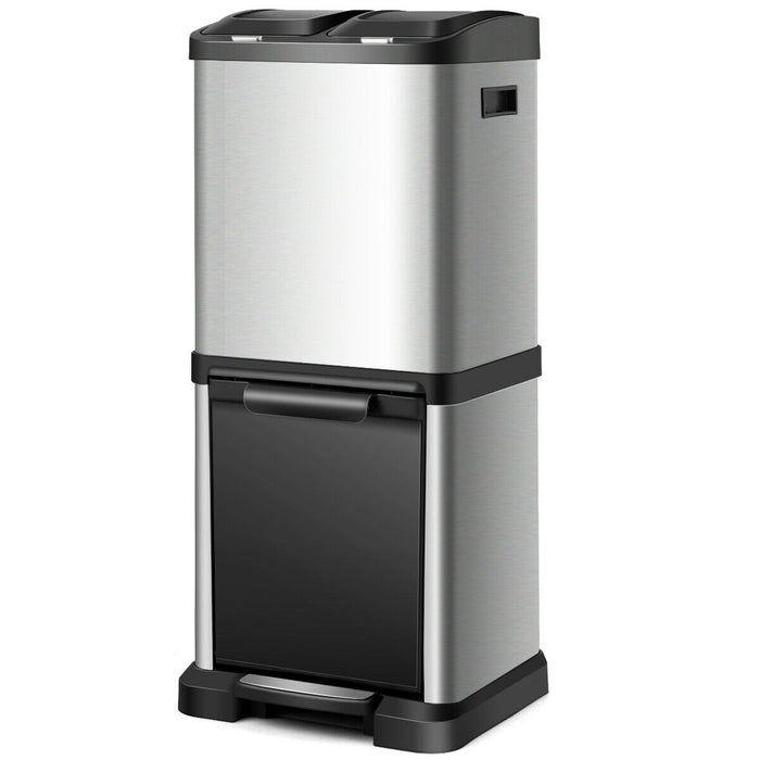 32L Stainless Steel Bin - Recyclable Waste Management Pedal Bin - Perfect Solution for Eco-Friendly Homes & Offices