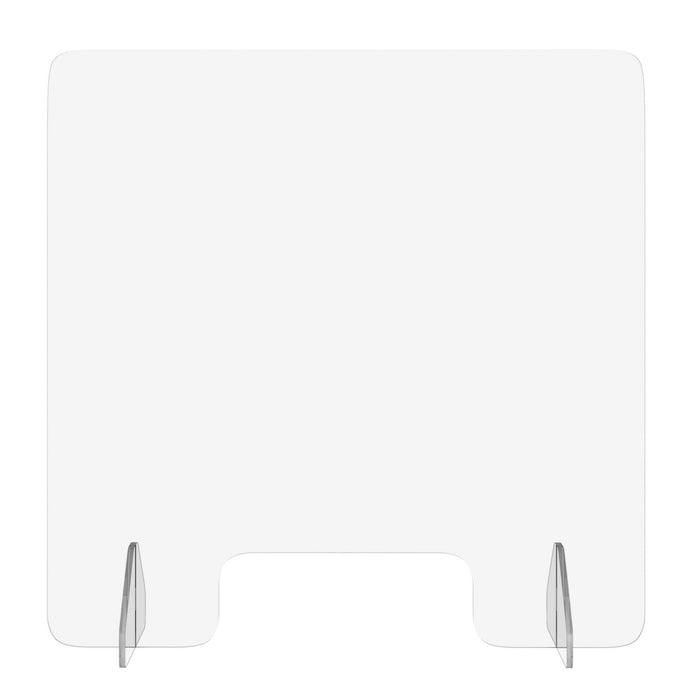 Freestanding Sneeze Guard Shield - With Convenient Transaction Window - Perfect for Customer Service and Retail Counter Spaces