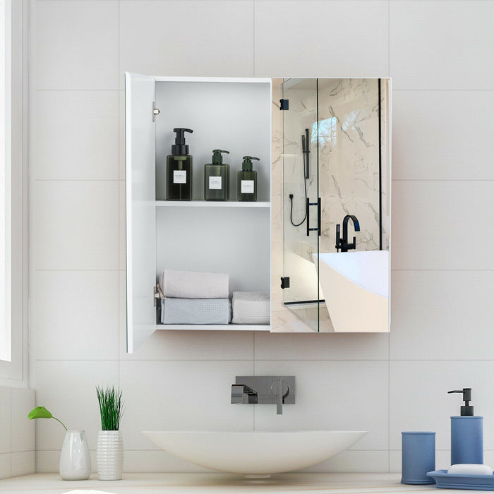 Double Mirror Door Cabinet - Premium Bathroom Storage Solution - Ideal for Keeping Toiletries Organized and Hidden Away