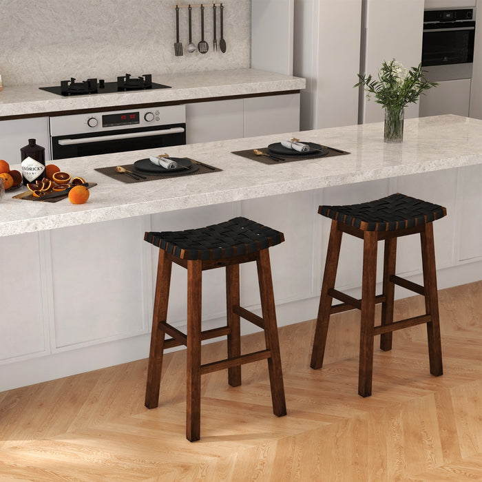 78cm Saddle Barstools - Woven Curved Seat Design for Comfort - Ideal for Kitchen Seating Arrangements