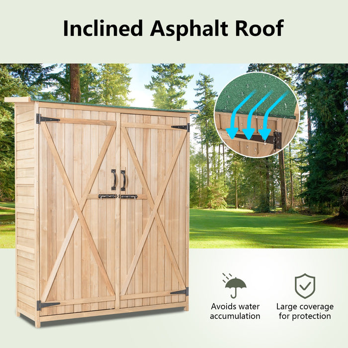 2-Door Waterproof Lockable Outdoor Storage Shed - Ideal for Safekeeping of Garden Tools and Equipment