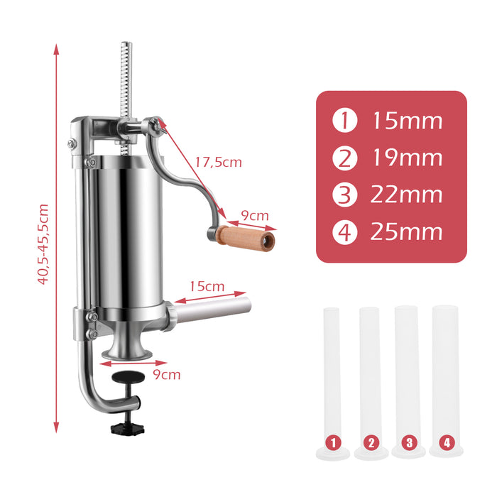 1.5L 4 Tubes Sausage Stuffer Machine for Homemade Sausages - Perfect for Kitchen Use