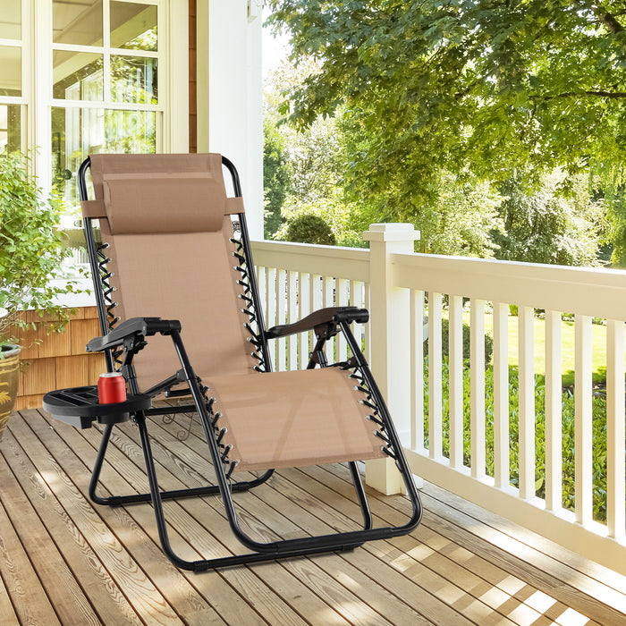 Outdoor Leisure Relaxation Chair - Foldable Patio Recliner with Detachable Headrest and Drink Holder - Ideal for Backyard Comfort and Convenience
