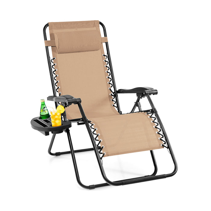 Outdoor Leisure Relaxation Chair - Foldable Patio Recliner with Detachable Headrest and Drink Holder - Ideal for Backyard Comfort and Convenience