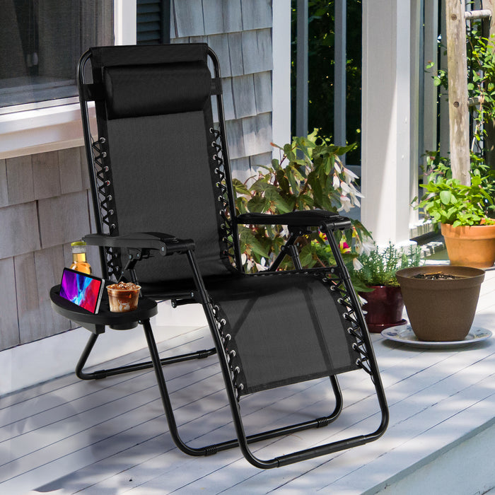 Outdoor Leisure Relaxation Chair - Foldable Patio Recliner with Detachable Headrest and Drink Holder - Ideal for Backyard Comfort and Convenience
