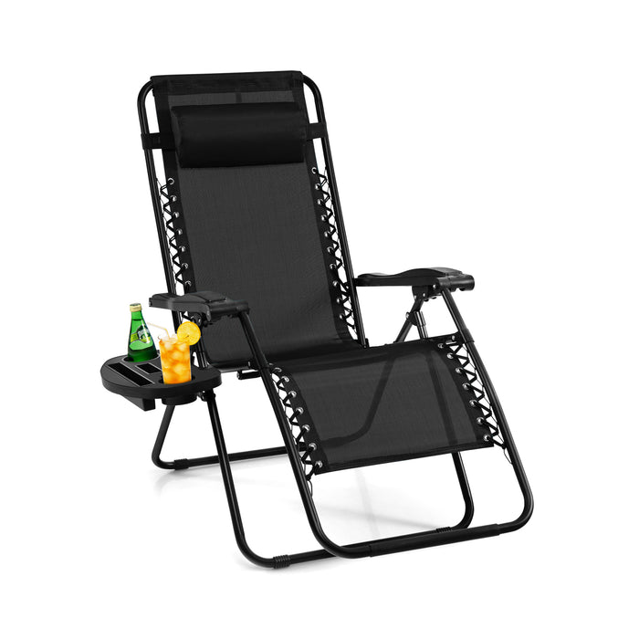 Outdoor Leisure Relaxation Chair - Foldable Patio Recliner with Detachable Headrest and Drink Holder - Ideal for Backyard Comfort and Convenience