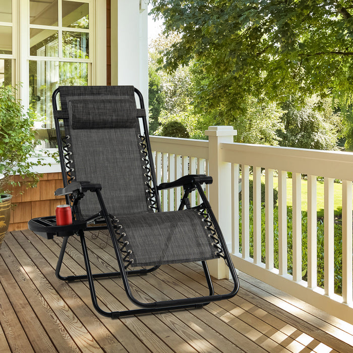 Outdoor Leisure Relaxation Chair - Foldable Patio Recliner with Detachable Headrest and Drink Holder - Ideal for Backyard Comfort and Convenience