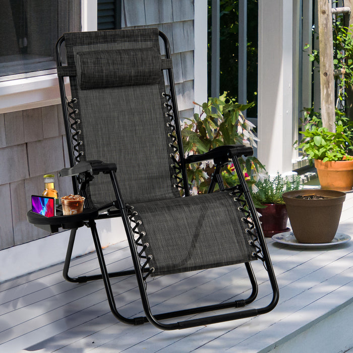 Outdoor Leisure Relaxation Chair - Foldable Patio Recliner with Detachable Headrest and Drink Holder - Ideal for Backyard Comfort and Convenience