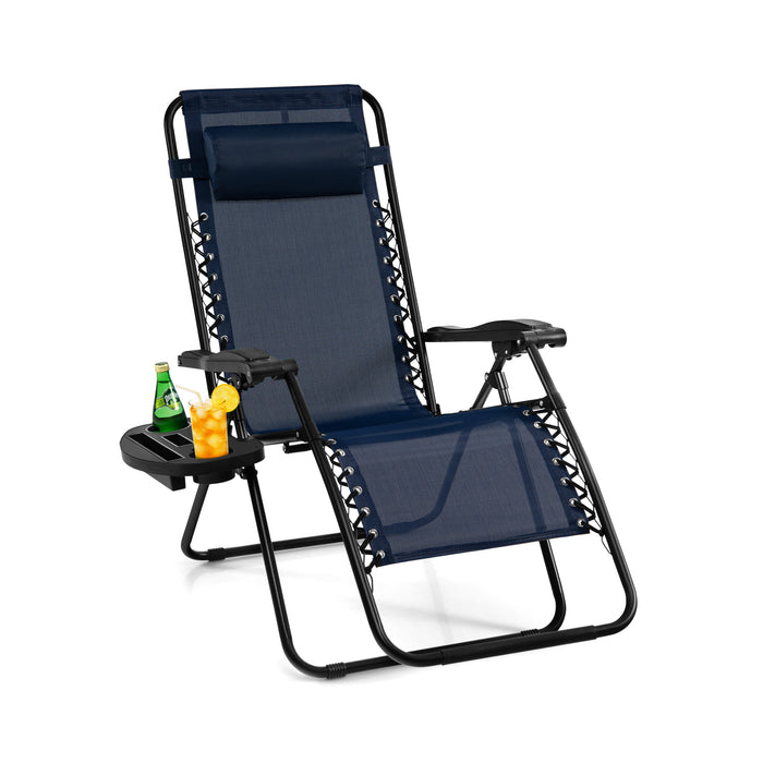 Outdoor Leisure Relaxation Chair - Foldable Patio Recliner with Detachable Headrest and Drink Holder - Ideal for Backyard Comfort and Convenience