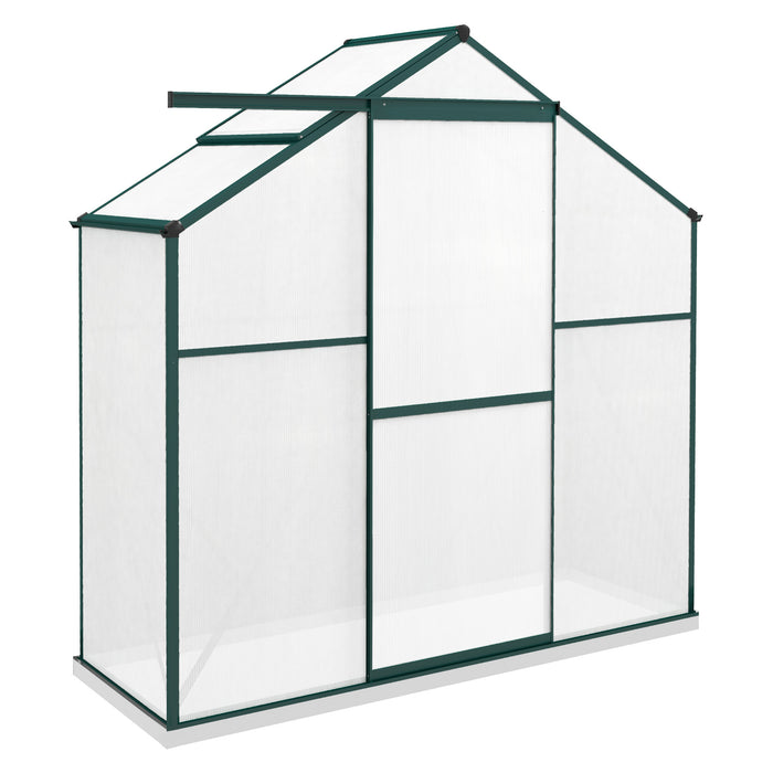 Polycarbonate Walk-In Greenhouse 6x2.5ft - UV-Protected Panels, Rain Gutter, Sliding Door, Ventilation Window, Sturdy Foundation - Ideal for Garden Enthusiasts & Green Thumbs