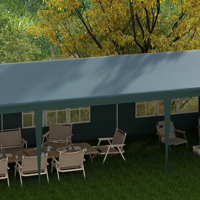 Garden Gazebo Marquee, 9x3m - Party & Wedding Outdoor Canopy in Elegant Green - Ideal for Festive Gatherings & Special Events