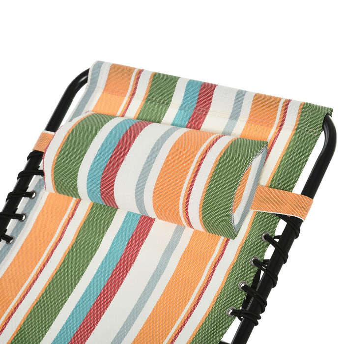 Beach Chaise Folding Sun Lounger - 4-Position Adjustable Garden Recliner Chair - Ideal for Camping, Hiking & Outdoor Relaxation