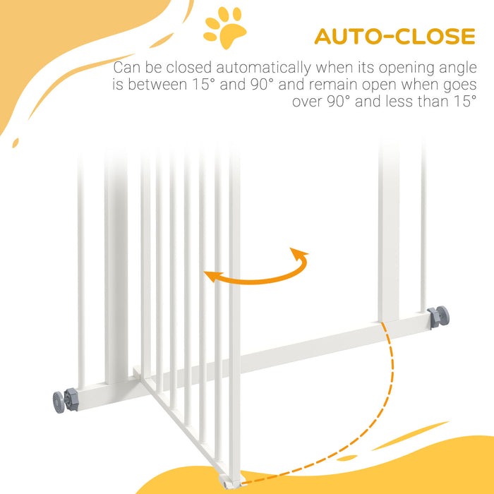 Folding Metal Pet Safety Gate - Sturdy Barrier for Dogs with Secure Lock - Keeps Pets Safe and Contained in Designated Areas
