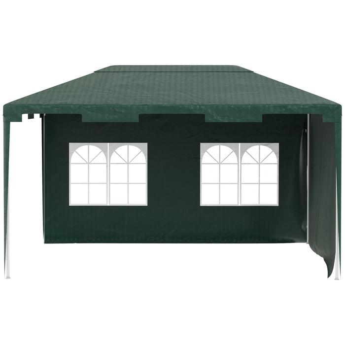 Garden Gazebo Marquee 3x4m - Party Tent with 2 Sidewalls for Outdoor Events, Patio, Yard - Durable Shelter in Green