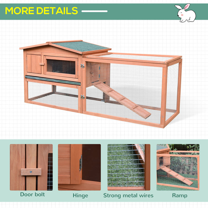 Wooden 2-Story Rabbit Hutch - Spacious Bunny Cage with Outdoor Garden Run, Chicken Coop - Ideal for Backyard Pet Haven, 158x58x68cm