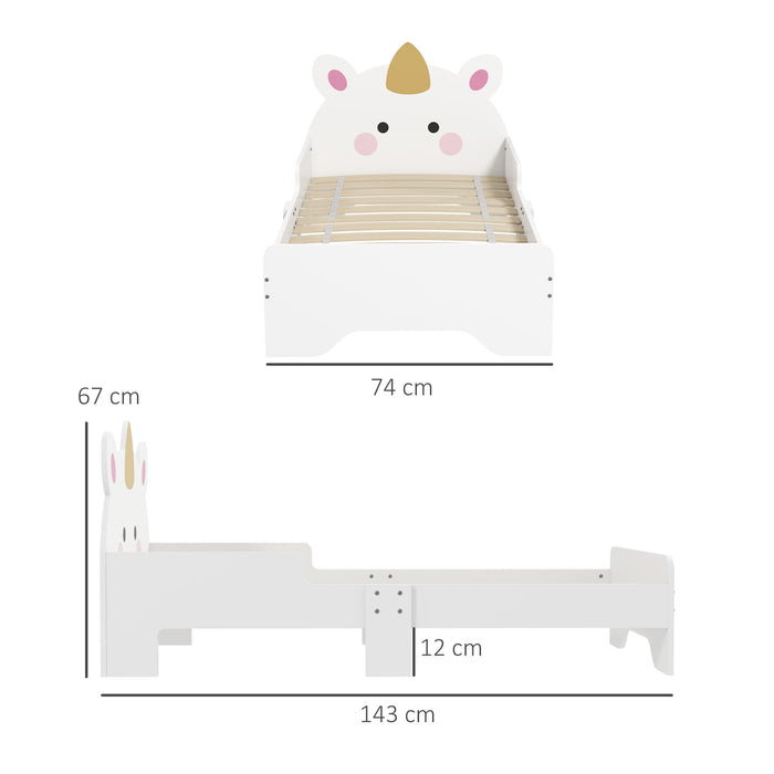 Kids Bedroom Unicorn Toddler Bed - Durable Children's Furniture for Ages 3-6, 143x74x67cm - Ideal Transition Bed for Little Ones
