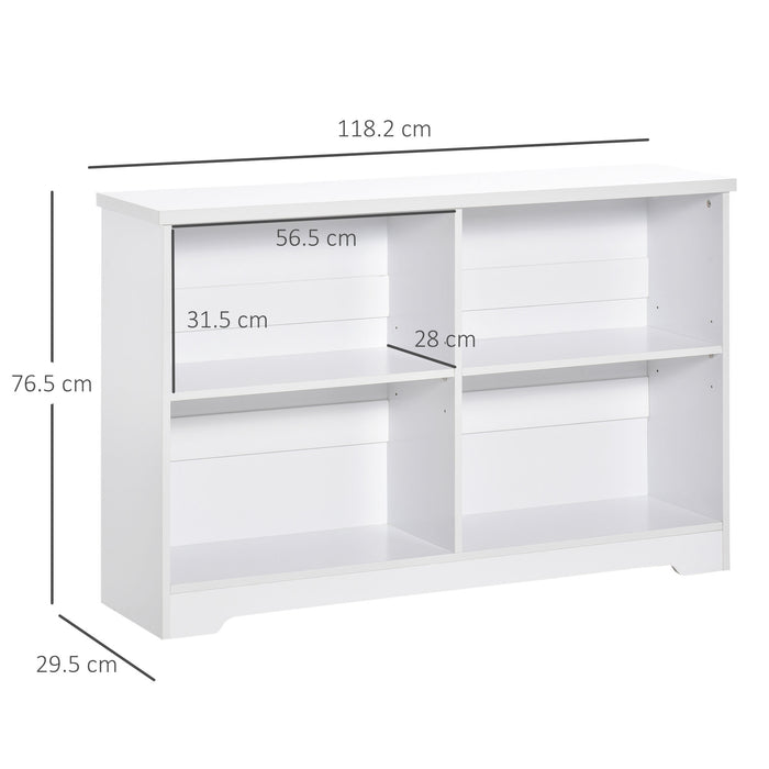 Simple Modern 4-Compartment Bookcase - 2-Tier, Adjustable Cube Shelves Storage Display Unit - Ideal for Home Office and Living Room Organization
