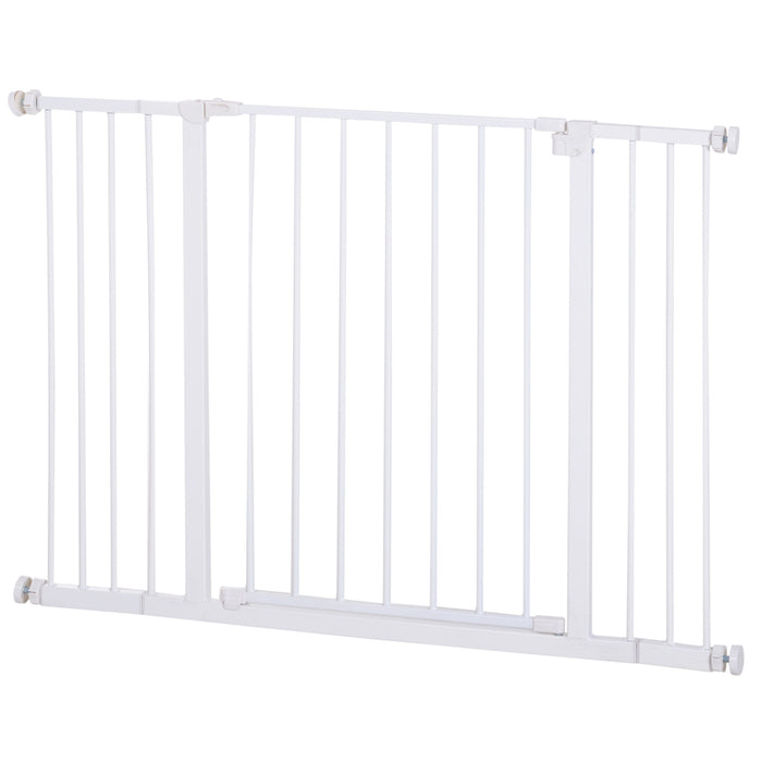 Adjustable Metal Pet Safety Gate - Pressure-Mounted Dog Barrier, Extends 72-107cm Wide - Ideal for Pet Containment and Home Safety