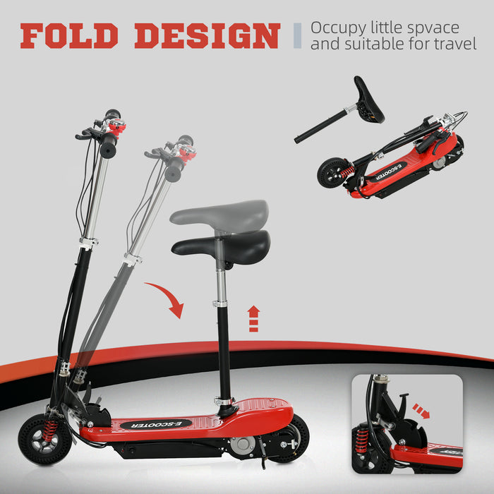 Folding Steel Electric Scooter with Warning Bell - Max Speed 15km/h in Eye-Catching Red - Ideal for Kids Aged 4 to 14