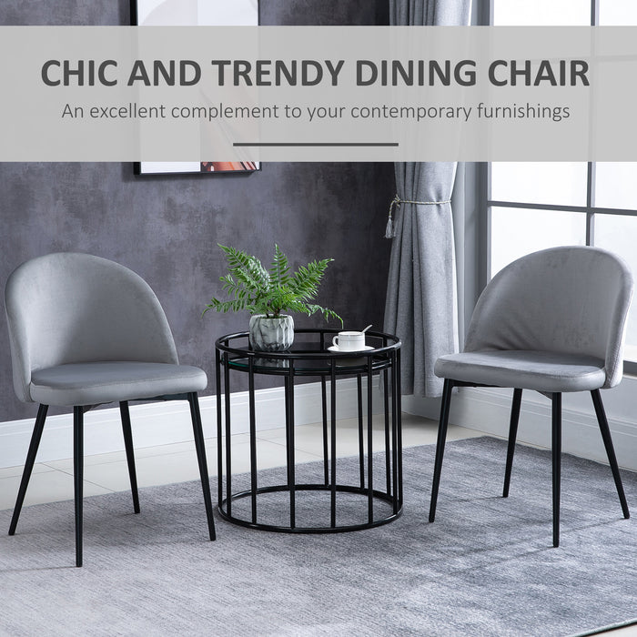 Contemporary Grey Dining Chairs, Set of 2 - Soft Fabric Seat and Back, Sleek for Office and Kitchen - Ideal for Dining and Living Room Comfort