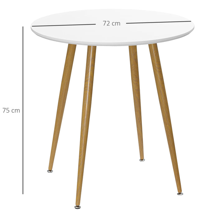 Round Matte Dining Table for Two - Contemporary Kitchen Furniture with Metal Legs - Ideal for Dining Room and Small Living Spaces