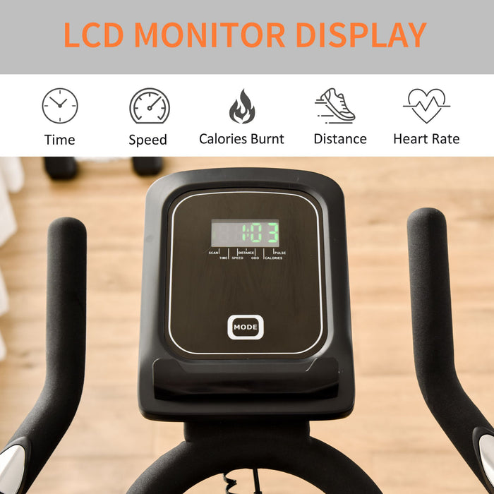 Quiet Fitness Stationary Indoor Cycling Bike with 15KG Flywheel - Adjustable Resistance & Comfortable Seat for Cardio Workout - Includes LCD Monitor for Tracking Progress