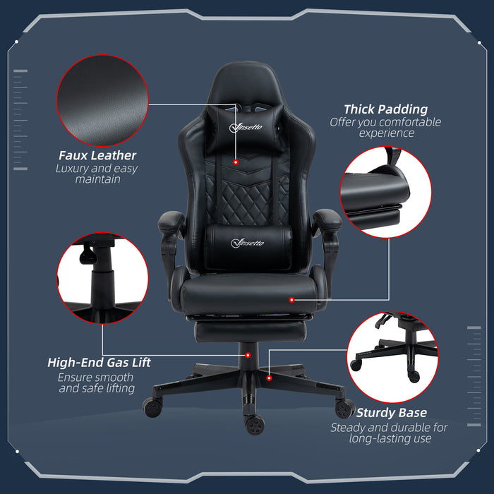 Ergonomic Racing-Style Gaming Chair - Swivel Wheels, Reclining Footrest, PU Leather - Comfortable Home Office Gamer Seating Solution