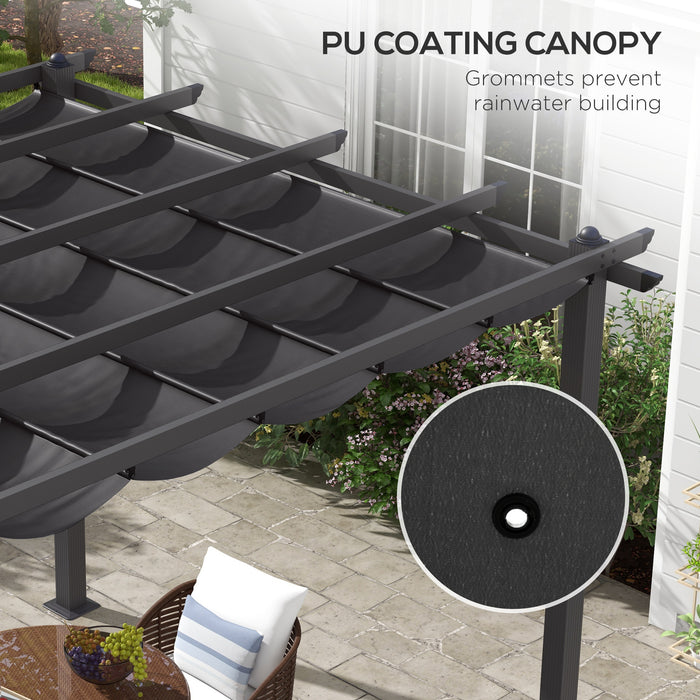 Aluminium Pergola 3x3m with Retractable Roof - Outdoor Garden Gazebo Sun Shelter and Grill Canopy - Ideal for Patio Deck Entertaining and Relaxation