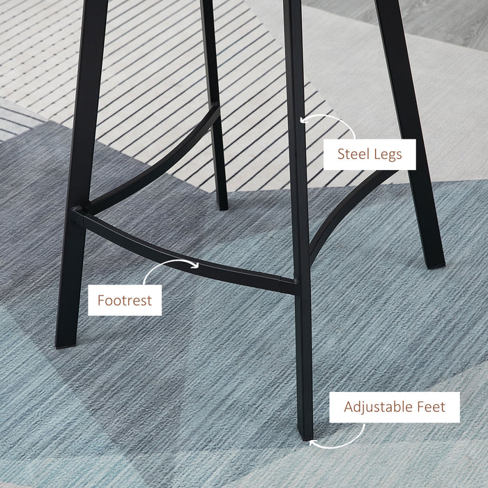 Industrial Kitchen Stool Pair - Upholstered Bar Chairs with Steel Legs and Supportive Back - Set of 2 Brown Bar Stools for Home and Entertainment Spaces