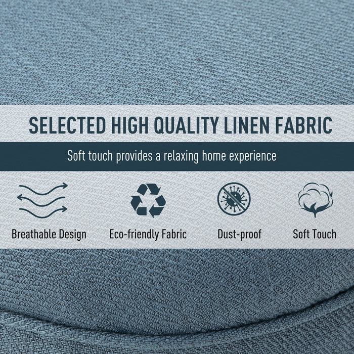 Upholstered Fabric Tub Chair with Pillow - Single Sofa Dining Chair, Solid Wood Legs - Comfortable Seating for Home Living Room, Blue