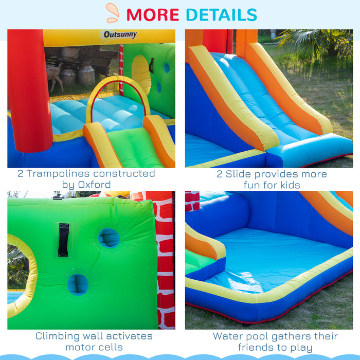 Extra Large 4-in-1 Kids Bounce House - Inflatable Castle with Double Slides, Trampoline & Climbing Wall - Ultimate Backyard Play Area for Children Ages 3-8