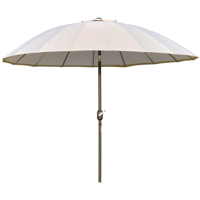 Ф255cm Durable Patio Parasol - Outdoor Market Umbrella with Push Button Tilt and Crank, Sturdy Ribs - Ideal for Garden, Lawn, Backyard, and Pool Use in White