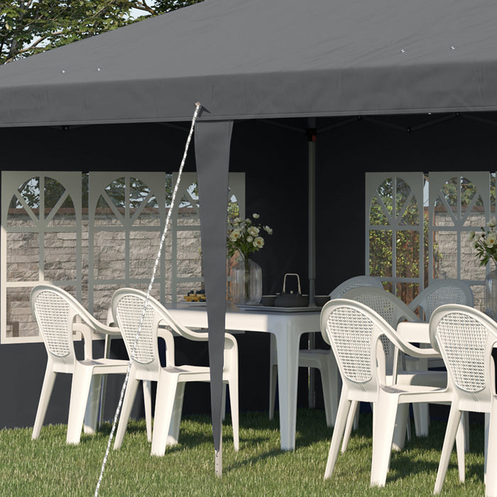Pop-Up Gazebo 3x6m with Adjustable Height - Marquee Party Tent with Sidewalls & Storage Bag, Grey - Ideal Outdoor Shelter for Events & Gatherings