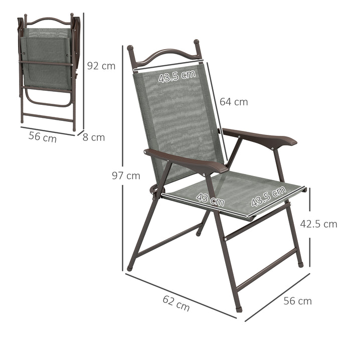 Folding Patio Camping Chair Duo - Sturdy Adult Sports Chairs with Armrests, Breathable Mesh Fabric - Ideal for Outdoor Lawn Activities