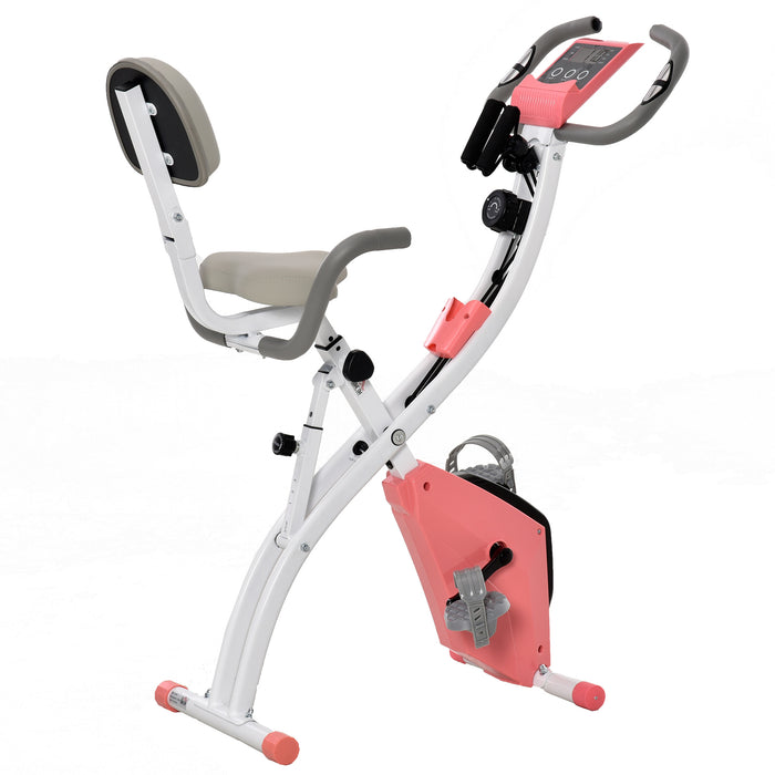 Foldable 2-in-1 Upright & Recumbent Exercise Bike with Magnetic Resistance - Includes Arm Bands for Upper Body Workout - Perfect for Home Fitness & Space-Saving Design